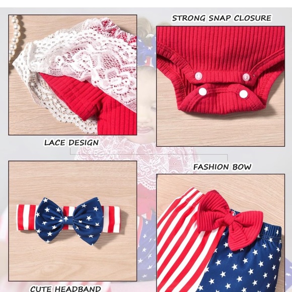 HINTINA Newborn Baby Girl Short Sleeve Bodysuit Flared Pants Ribbed Outfits NWT - Picture 3 of 4